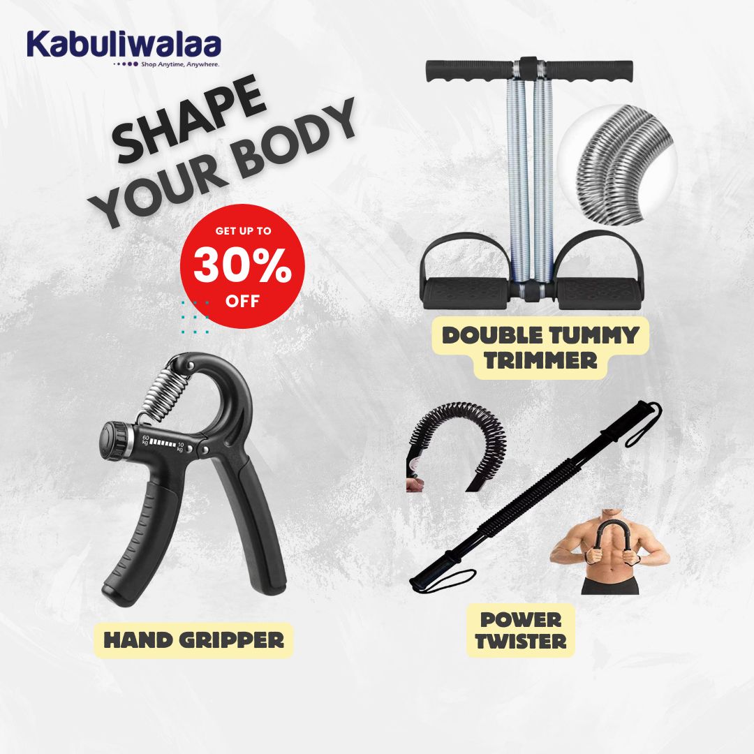 3 Pcs Combo (Double Tummy, Power Twister, Hand Gripper)
